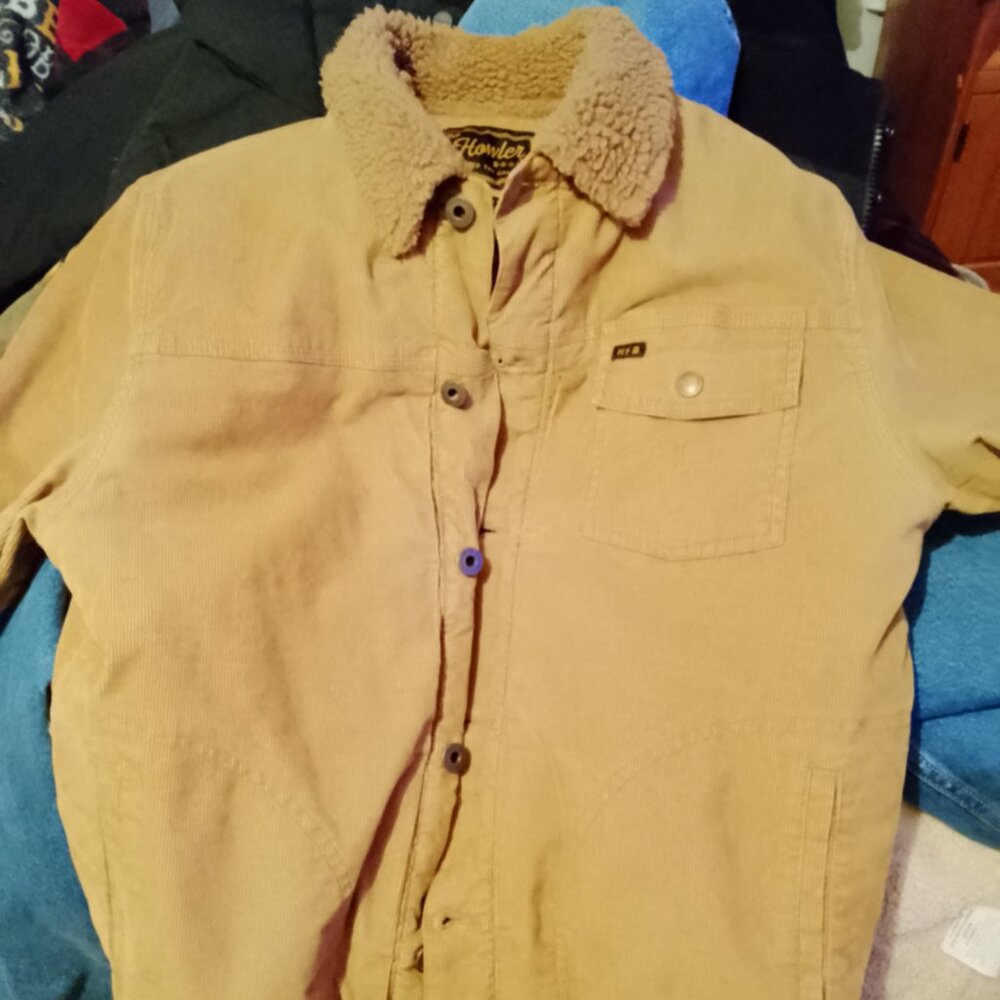 Howler brothers fuzzy depot jacket duck brown trucker jacket size s Sherpa lined